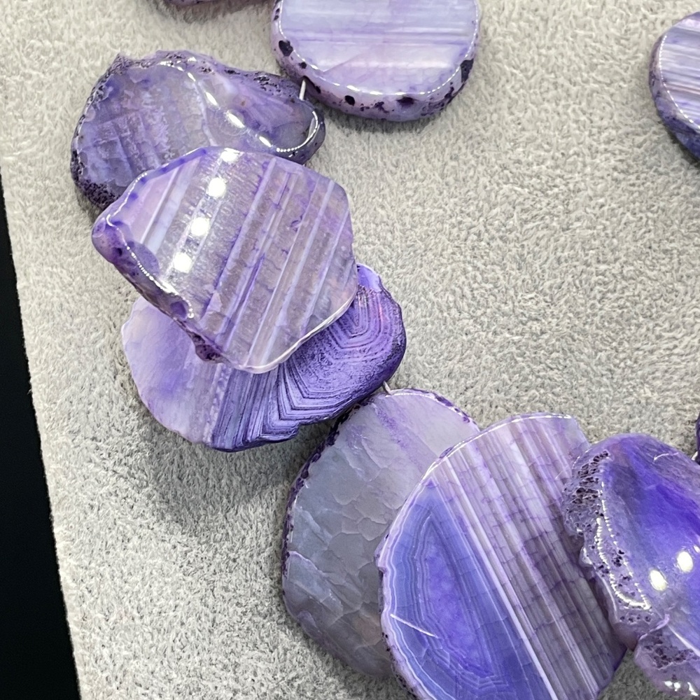 Barse Amethyst Purple Agate Slice Statement Necklace NIB - Picture 16 of 16
